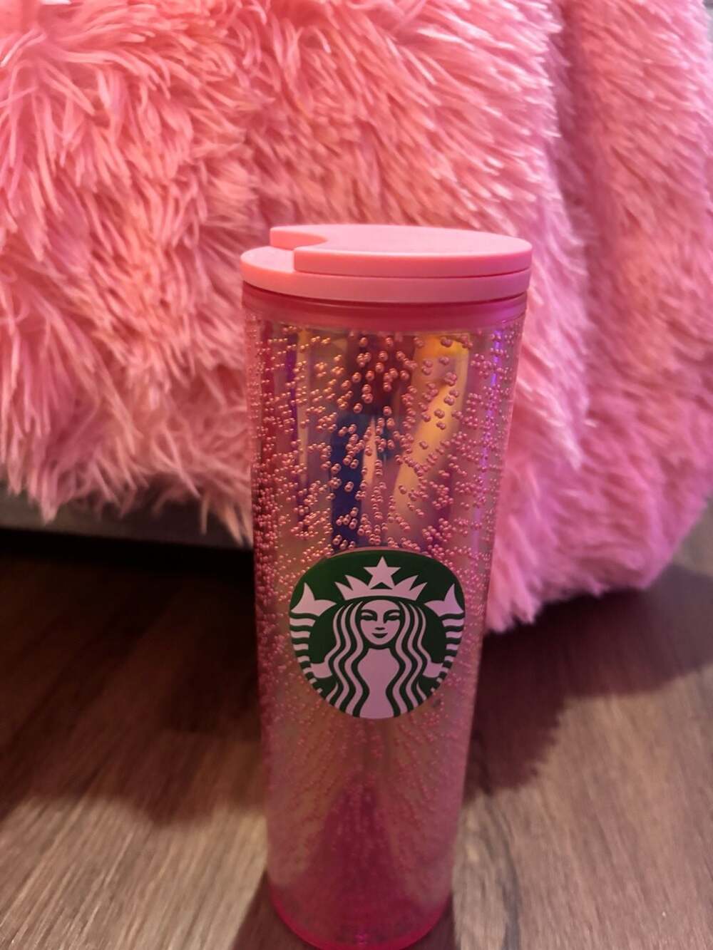 Starbucks Pink Iridescent Champagne Bubble Tumbler 16oz